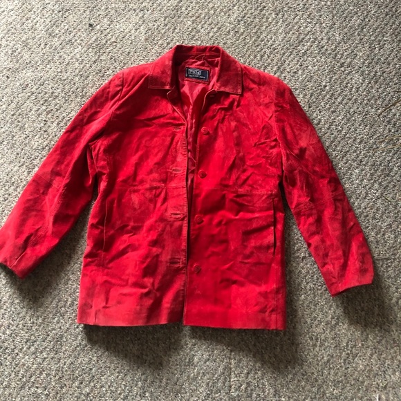 Polo Ralph Lauren Jackets & Blazers - Red Suede Polo Jacket